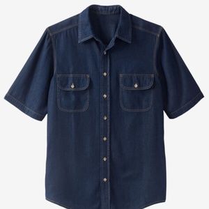 NWT Big&Tall 5X KingSize Brand Short Sleeve Denim Shirt in Indigo Blue
